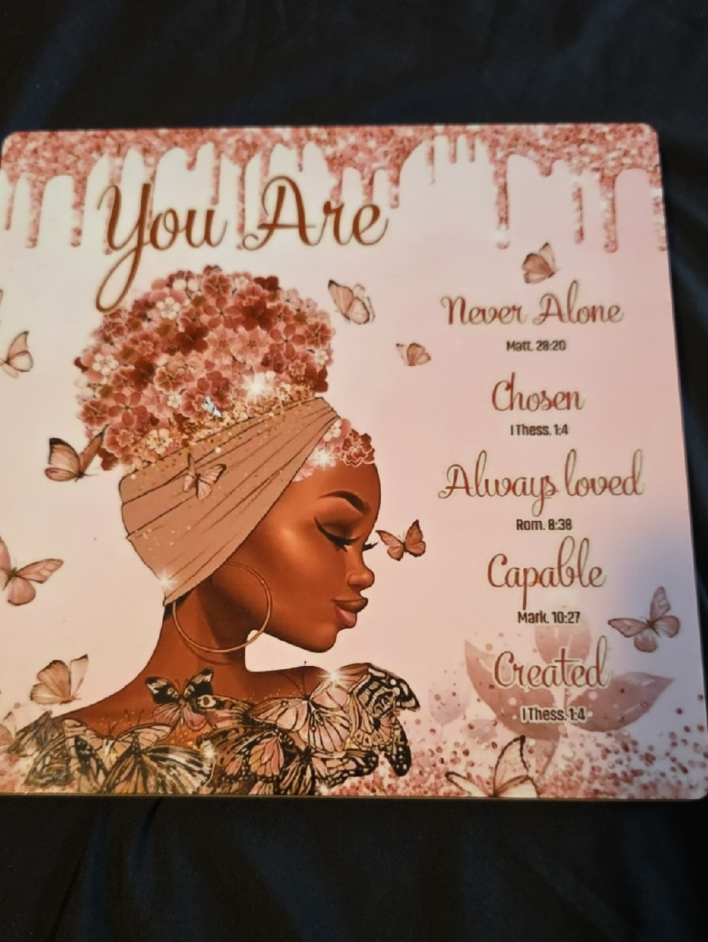 You Are Wall Art Plaque - Pink & Rose Gold Woman Illustration